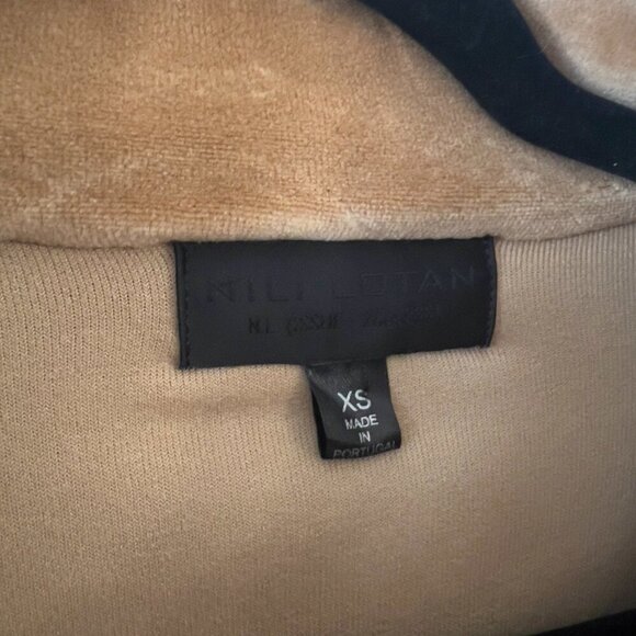 Nili Lotan Women's Andreas Velour Track Jacket Size XS Color tan White - Picture 10 of 12